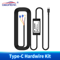 OBDPEAK 12-24V Hardwire Kit Universal Type-C 5v 3A DVR Buck Line Car Dash Camera Charger 24H Parking Monitoring H330 H6 H8