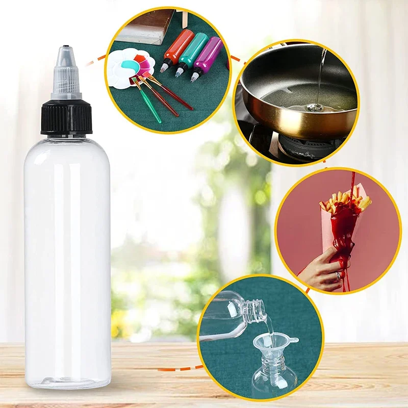 30Pcs 30-120ml Mini Plastic Dispensing Bottles with Twist Top Cap Tattoo Applicator Containers For Liquids Lotion Paint Ink Oils