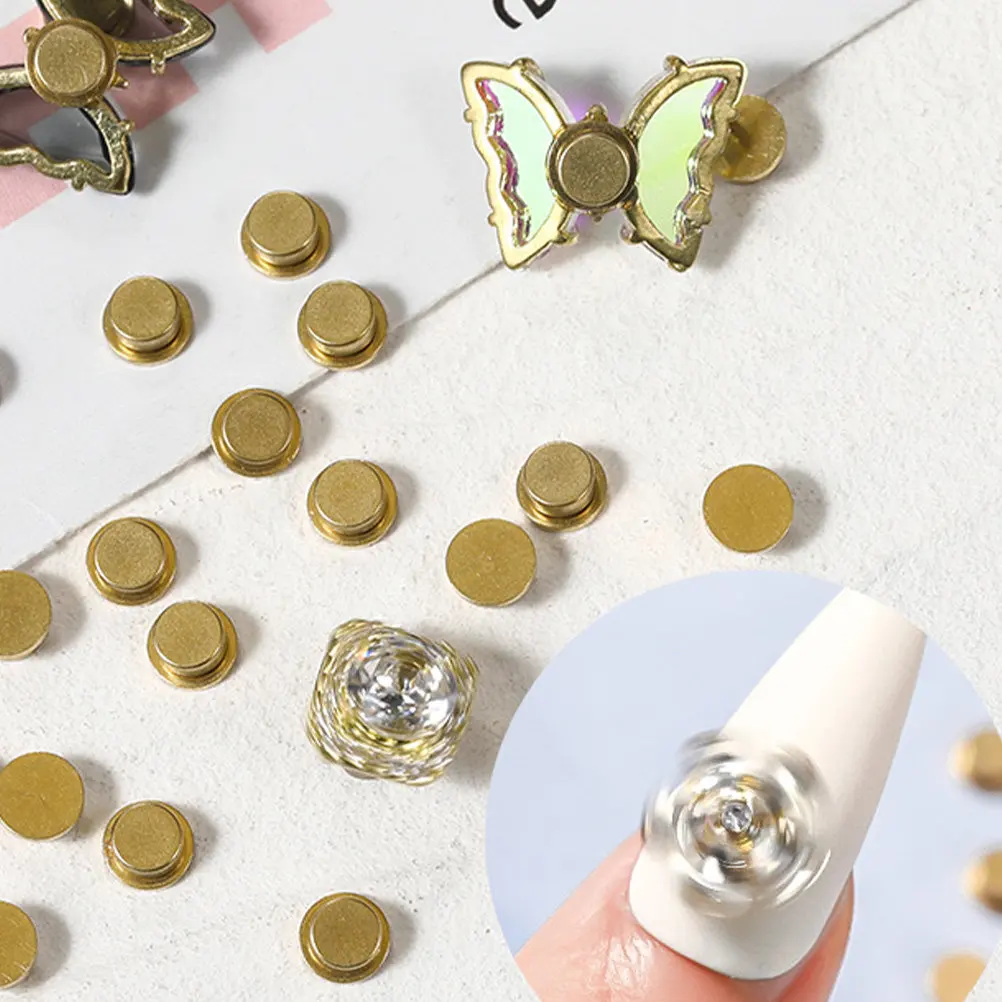 10 Pcs Nails Copper Decor High-speed Rotation Art Versatile Accessory Golden