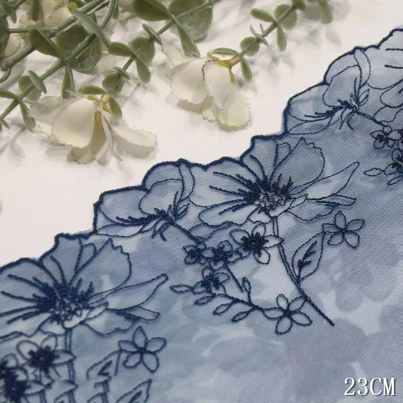 

1 лот/60 ярдов кружевной тесьмы с цветочной вышивкой, тюлевая сетчатая кружевная ткань для пошива нижнего белья и одежды 2025