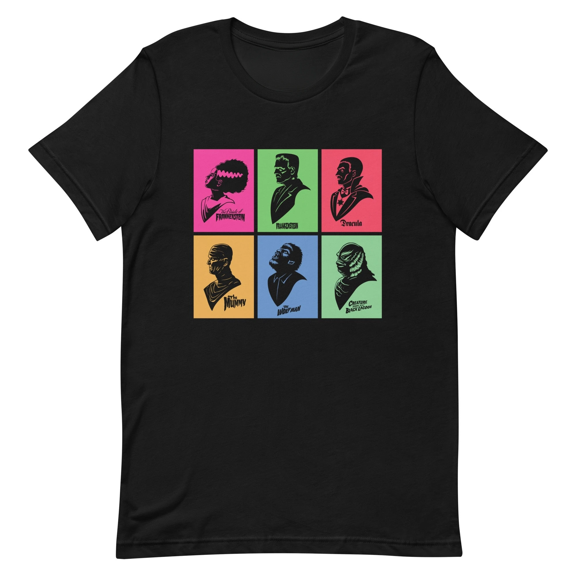 Universal Monsters Mash Up Grid T-Shirt Cotton Graphic Tee Men Women Summer Streetwear
