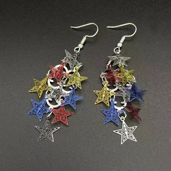 Nine Piece Colorful Star Earrings Mix Color Geometry Star Earring for Women Fashion