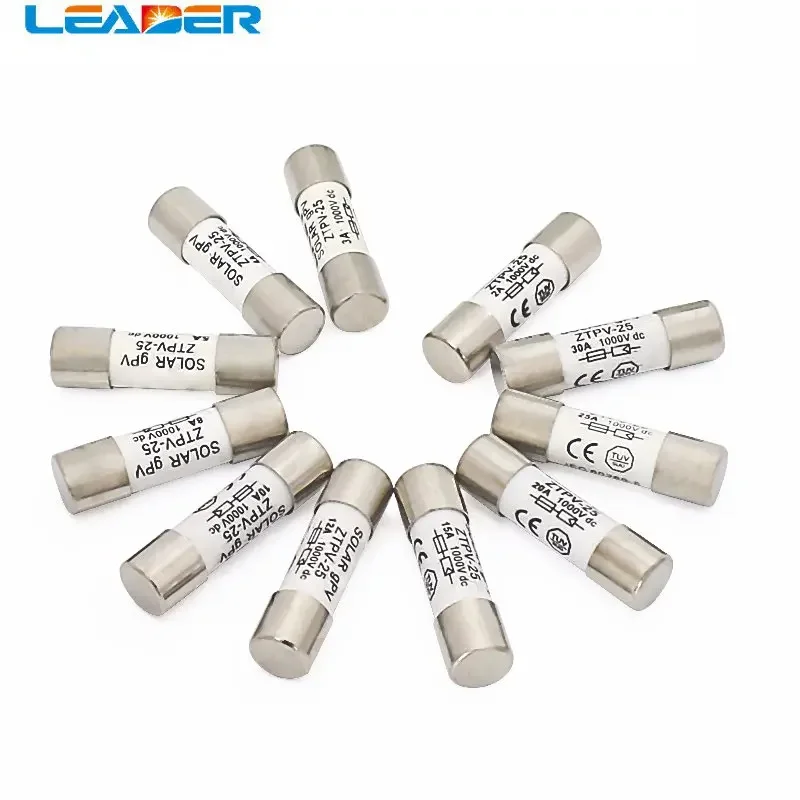 LEADER SOLAR  1000V 10*38MM  Fast Blow Ceramic Fuse1A -32A DC PV Solar Fuse Metal Alloys for Solar Power System Protection