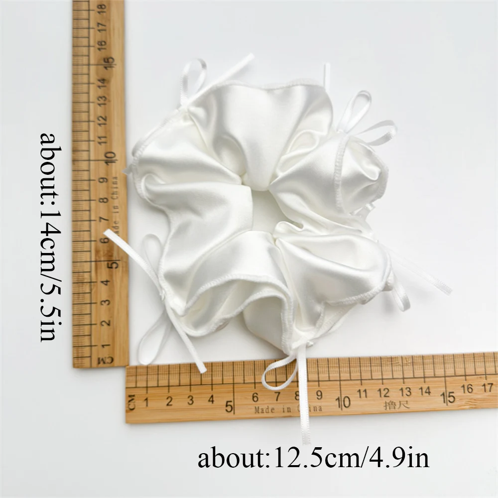 Korean Bows Satin Silk Woman Elastics Hair Band Girls Solid Color Scrunchies Bowknot Hair Ties Ponytail Holder Hair Accessories