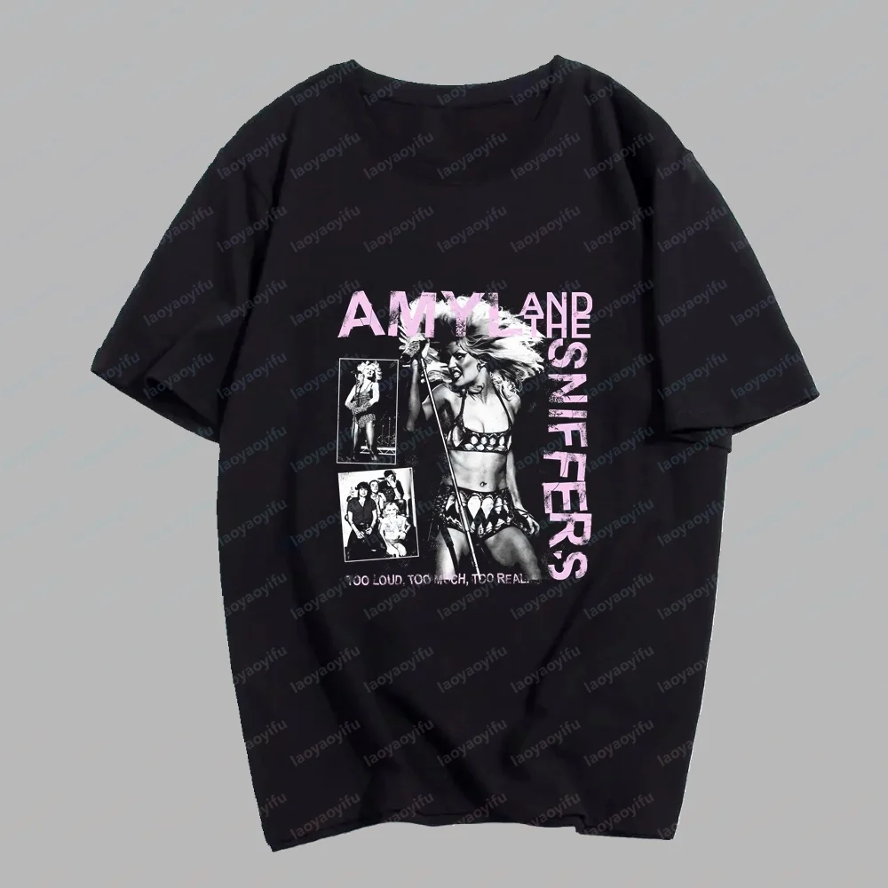 Retro Amyl and The Sniffers Punk Rock Band Trendy Short-Sleeved Men's and Women's Universal Round-neck Comfortable T-Shirt