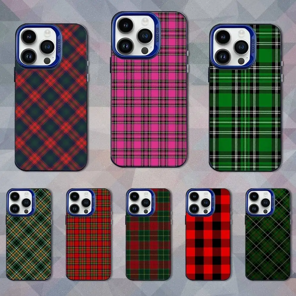 

Scotland Art Tweed Check Phone Case For iPhone 16,15,14,13,12,11,Mini,Pro,SE,XS,MAX Blue Matte Silicone Cover