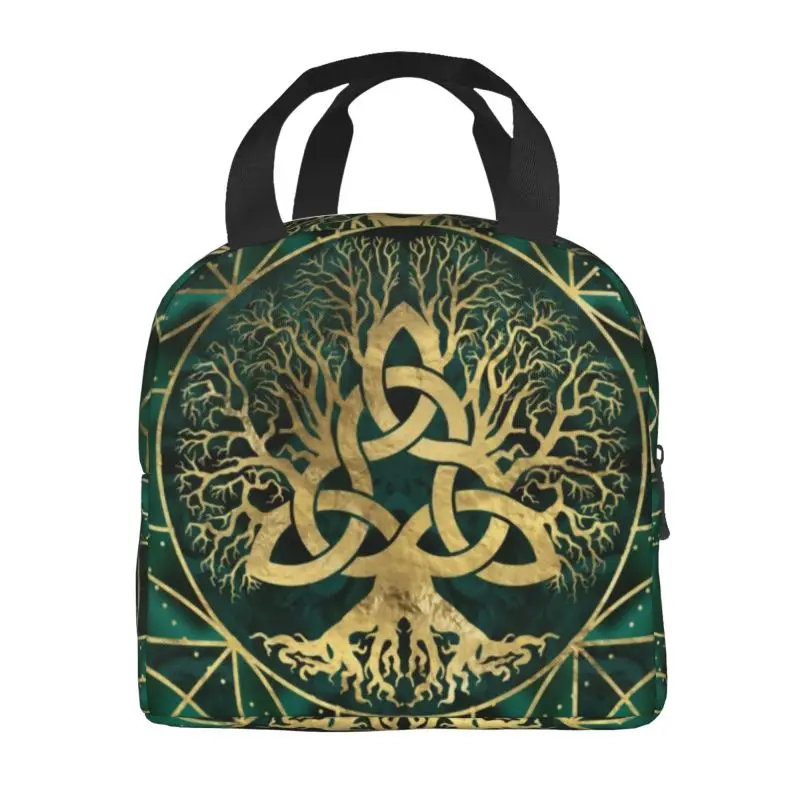 Tree Of Life With Triquetra Insulated Lunch Tote Bag for Women Vikings Resuable Thermal Cooler Bento Box Kids School Children