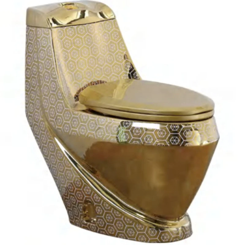 

Gold toilet electroplated ceramic super vortex water-saving and odor-proof luxury toilet, color toilet