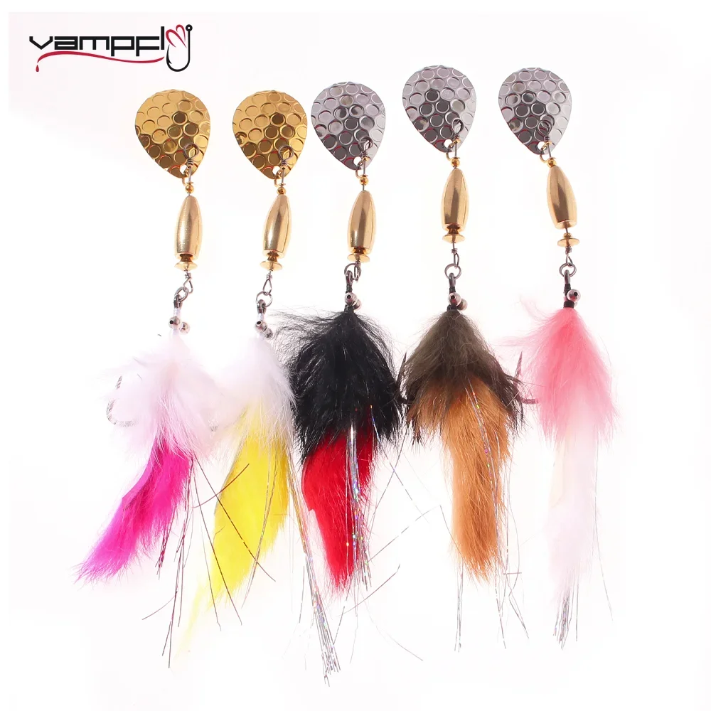 Vampfly 1pc/5pcs Hare Zonker Streamer Fly Metal Sequin Lure Spoon Lure Spinner Bait Wobbler Hard Bait Trout Fishing Lure Baits