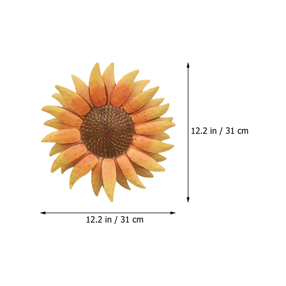 Iron Craft Wall Decor Large Floral Hanging Iron Craft Sunflower Decor Ornament for Porch Garden Fence Gate Outdoor Yard