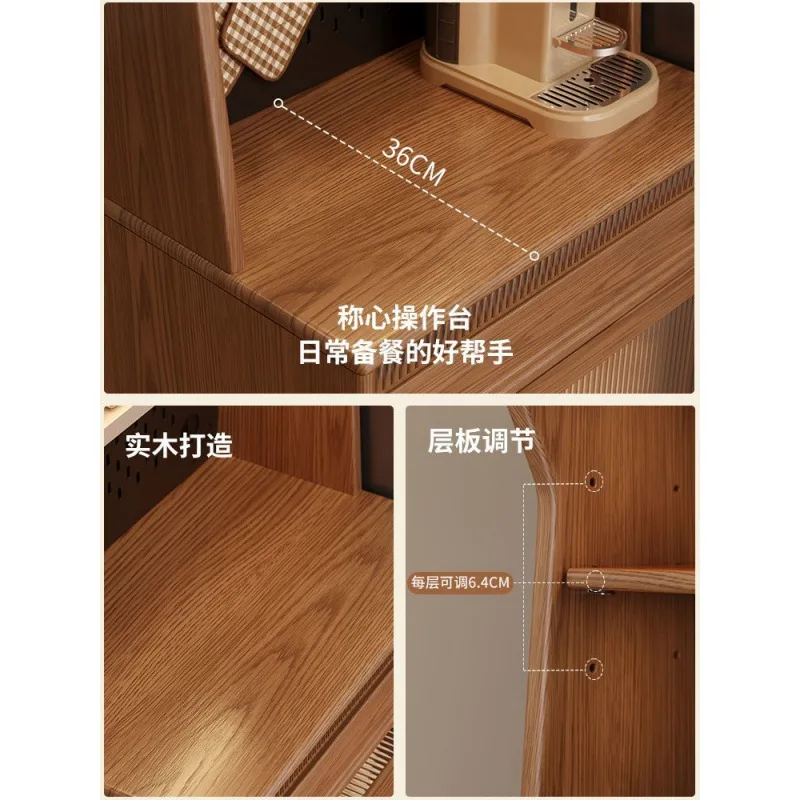 Armário de armazenamento integrado de parede a parede para cozinha lateral de jantar de madeira maciça, armário de despensa de borda estreita