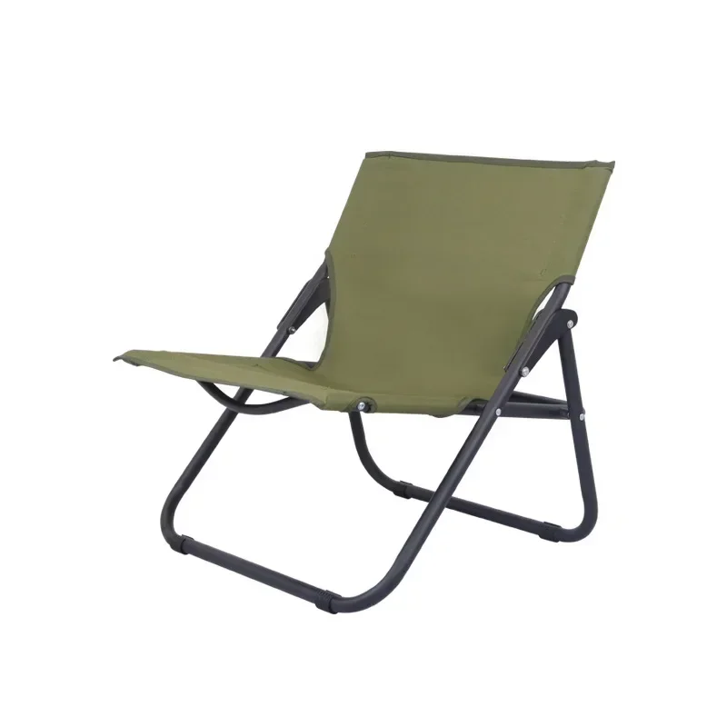 Outdoor Camping Fishing Large Thick Steel Pipe Chair Portable Folding Lounge Chair with Backrest Comfortable and Breathable