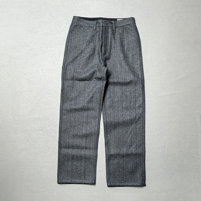 5904# 2025 Autumn and Winter New American Retro Thick Wool Cargo Pants Men's Trendy Brand Straight Casual Busniess Suit Trousers