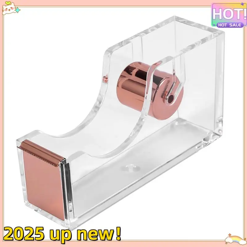 L47anew!-Deluxe Acrylic Design Office Desktop Tape Dispenser Clear Rose Gold