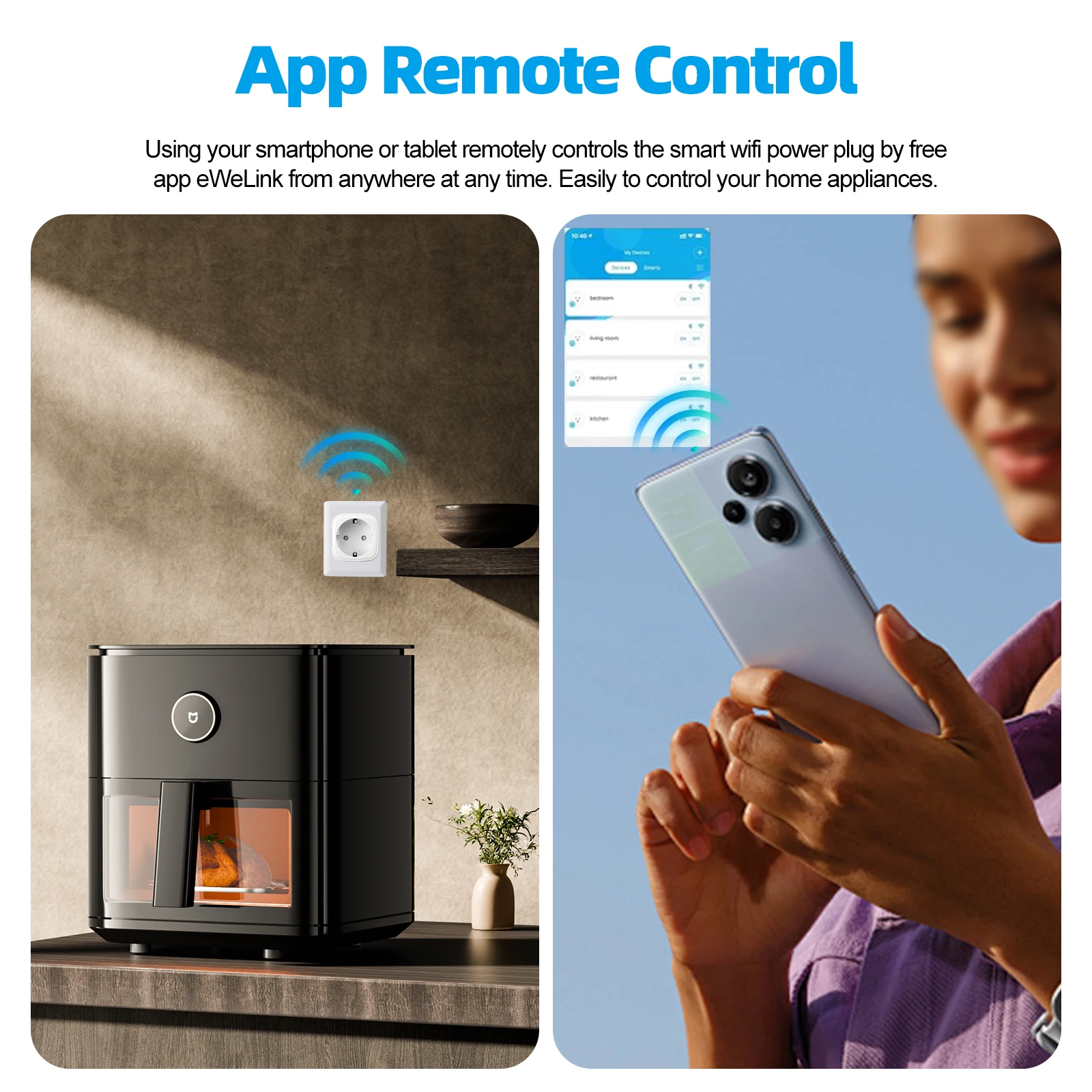 Imagem -04 - Wifi Smart Plug com Temporizador de Controle Remoto Tomada Inteligente Adaptador de Energia Eletrodoméstico Funciona com Homekit Alexa Google ue Eua Reino Unido