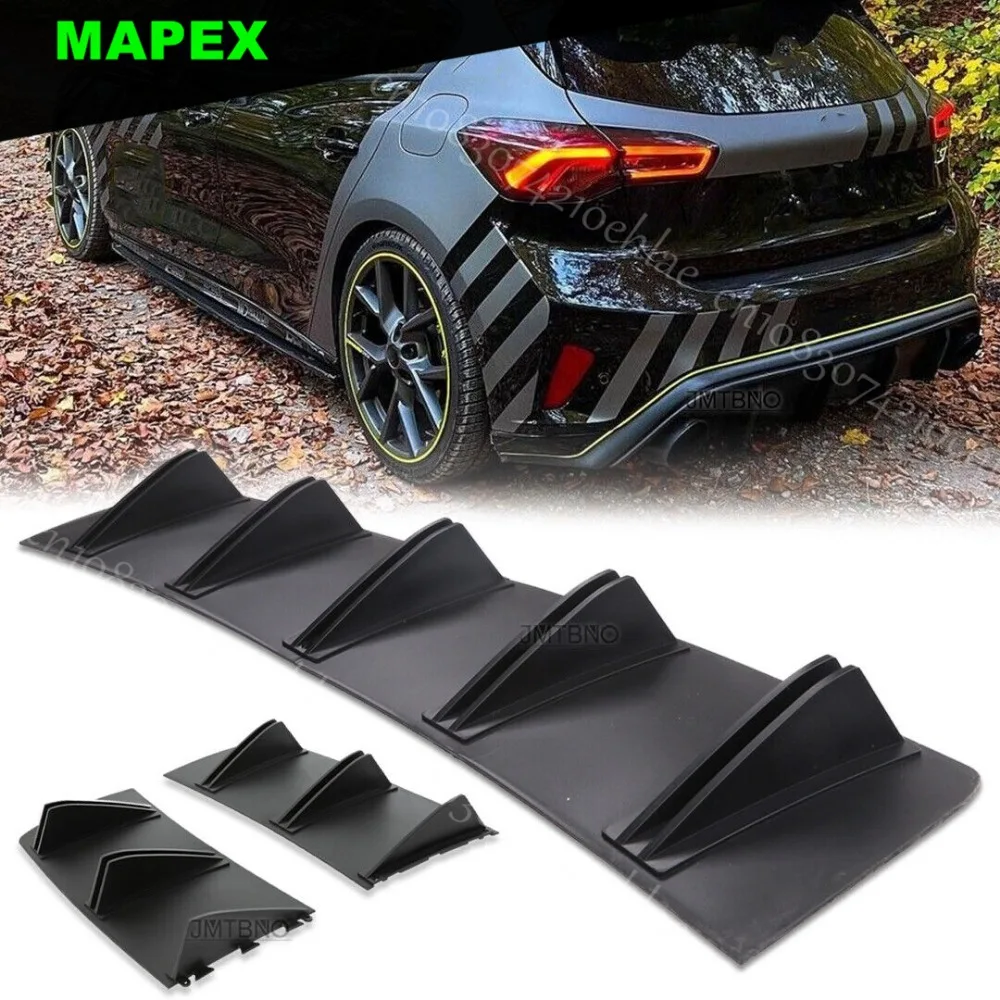 

Rear Bumper Lips Diffuser Shark Fin Spoiler Splitter Black For Hyundai Veloster