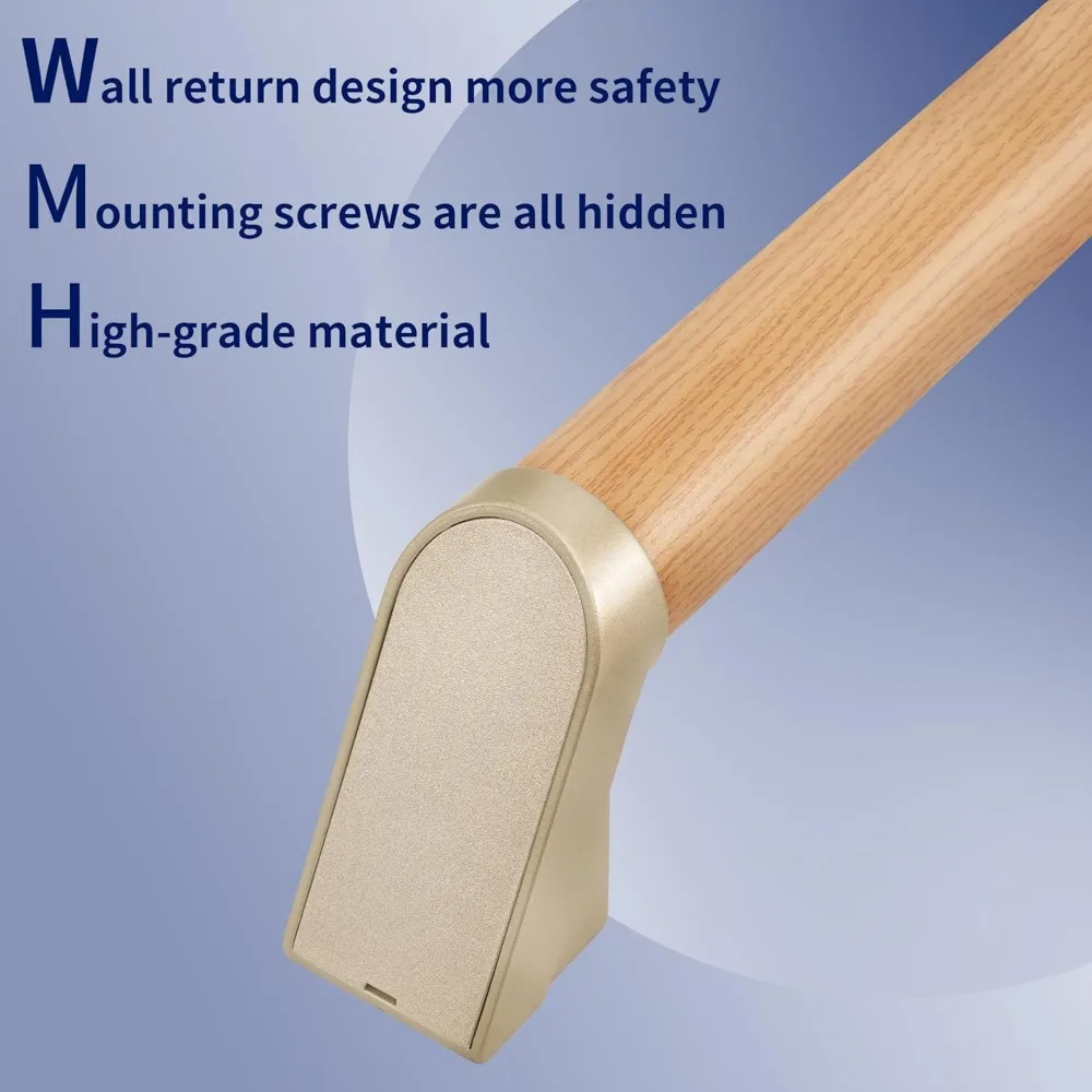 مجموعة درابزين ألومنيوم حديثة بطول 6 أقدام - متوافقة مع ADA، درابزين سلالم داخلي وخارجي، قضيب إمساك بقطر 1.4 بوصة، مثبت على الحائط