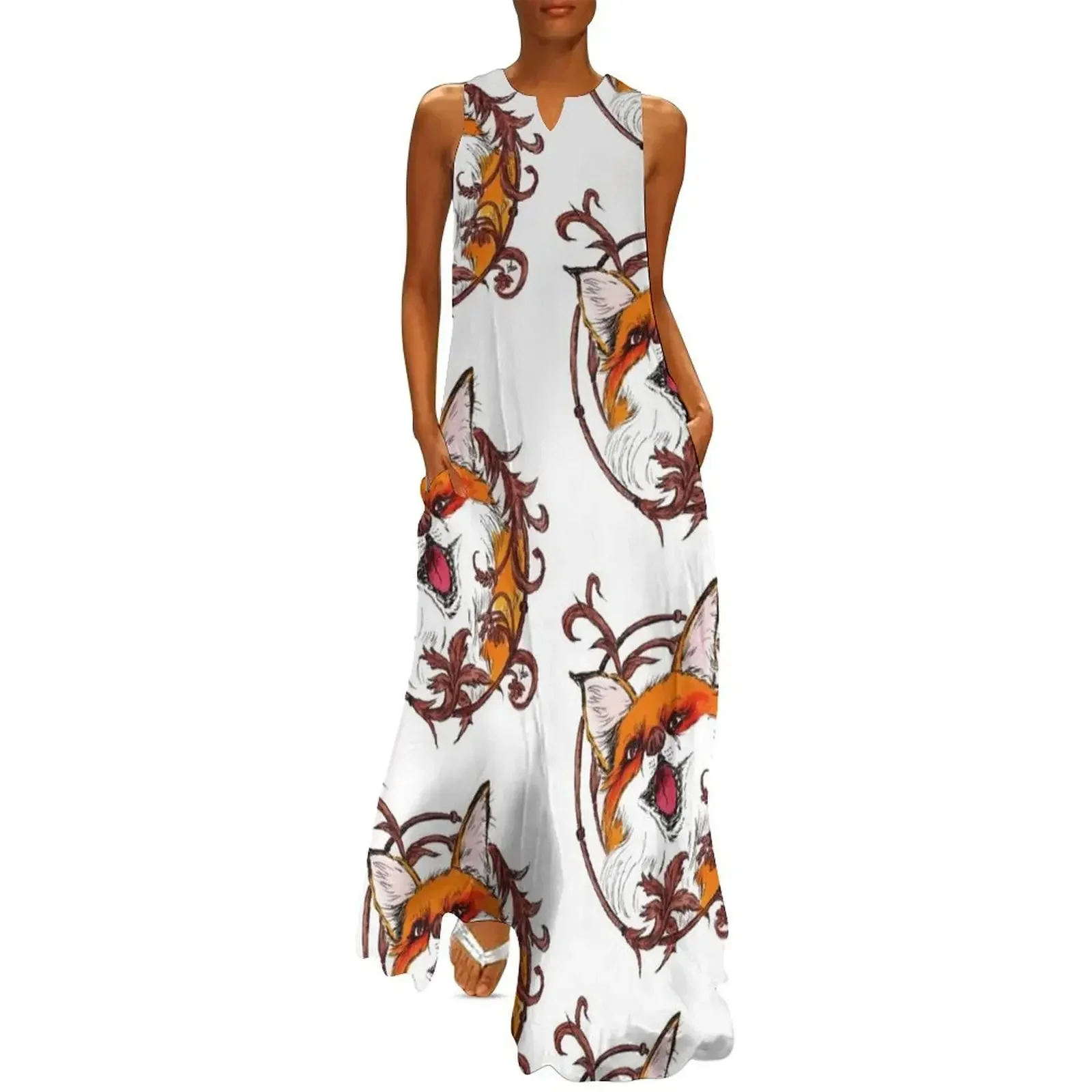 

Inner child Fox Long Dress chic and elegant woman dress Long dresses woman dress Summer dresses for women