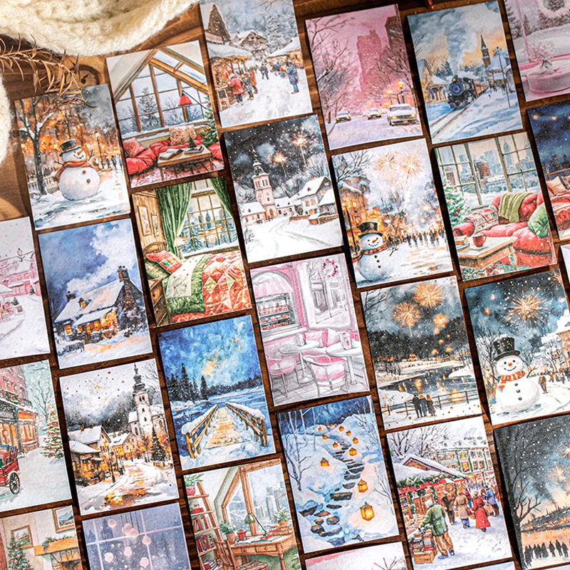Mr. Paper Winterlandschaft-Aufkleberbuch, 50 Blatt/Packung, romantisch, Paris, Outdoor, rosa Schneelandschaft, Aufkleber, Familienhandbücher, DIY-Geschenk