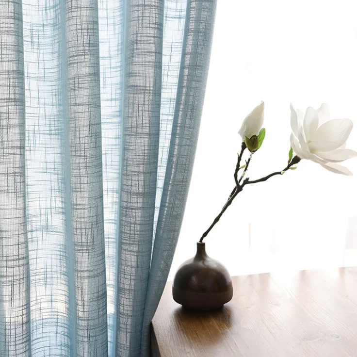 

Modern Linen Semi Blackout Hemp Curtains Chinese Nordic Linen Yarn Pure Color Cotton And Linen Curtains For Livingroom Bedroom