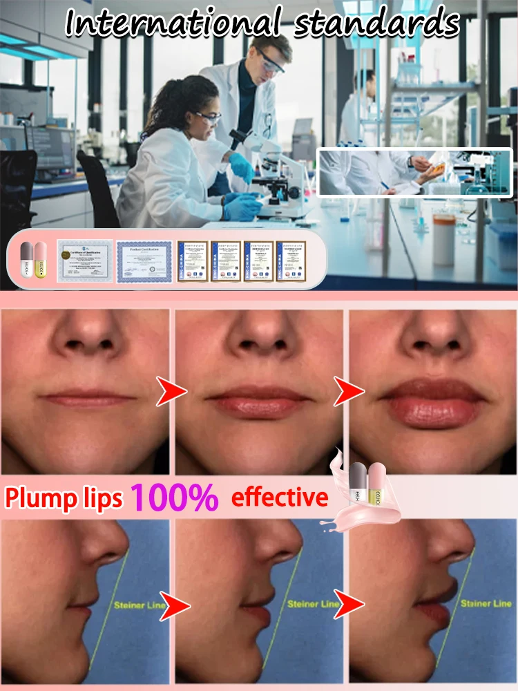 Suero labial voluminoso con brillo, labios completos