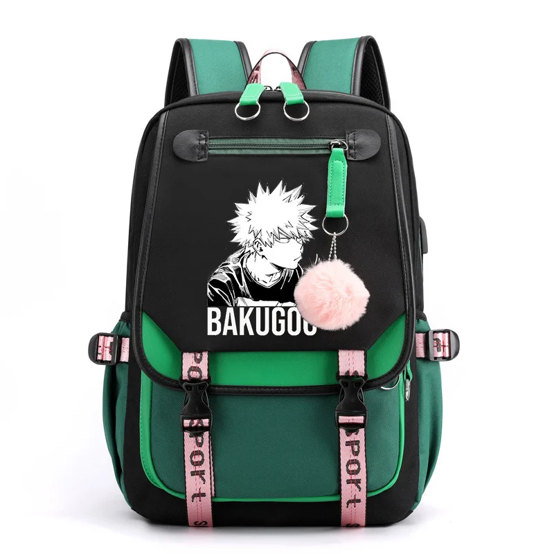 Teenager New Fashion Bakugou Katsuki Backpack Anime Street Backpack High Quality Cool USB Zipper Backpack Anime Backpacks