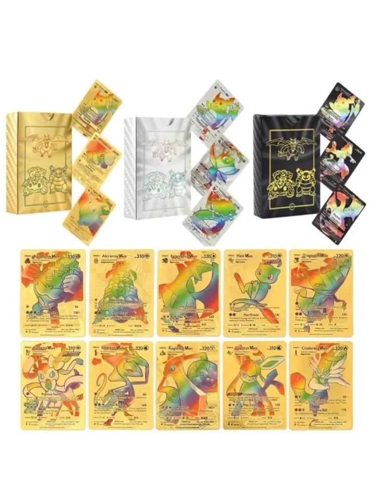 Nieuwe 55 stks/doos Pokemon Kaart Vmax GX EX Regenboog Goud Zwart Zilver Mewtwo Zeldzame Collectie Battle Trainer Kaart Kinderen Speelgoed geschenken - afbeelding 2