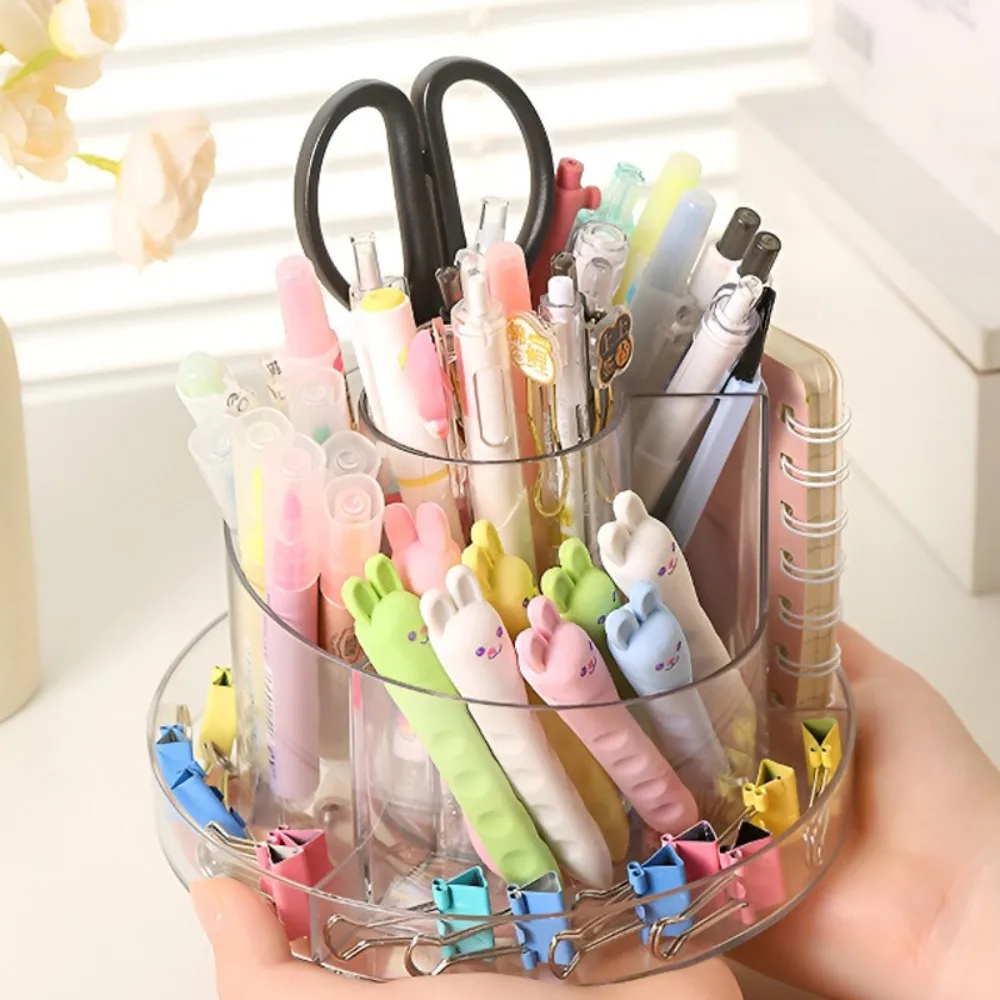

360°Rotating Pen Storage Box Multi-function Simple Makeup Brushes Holder Home Office Tabletop Storage Stationery Organizer