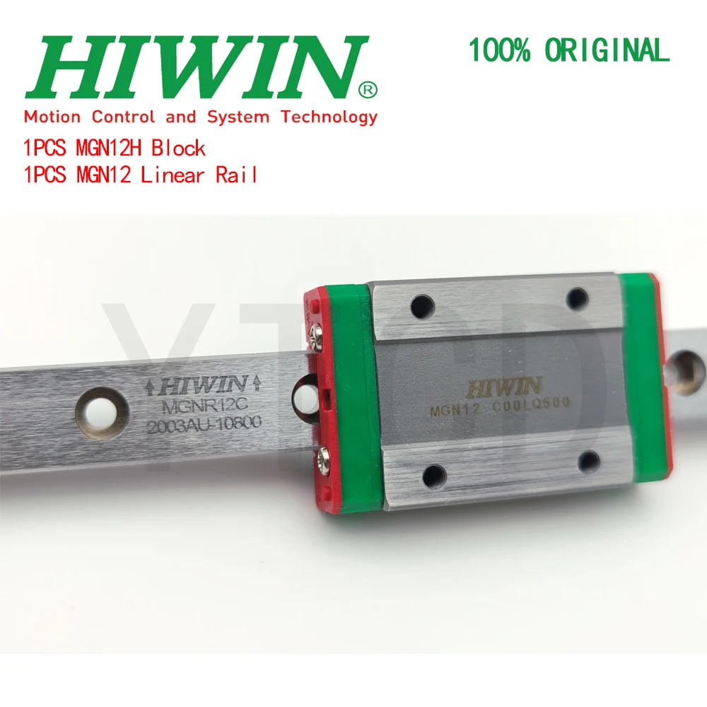 NEW HIWIN Original Genuine MGN12 Linear Guide Rail 100mm MGN12 Linear Guide+MGN12H Slider Block Alloy Steel For 3D Printer CNC