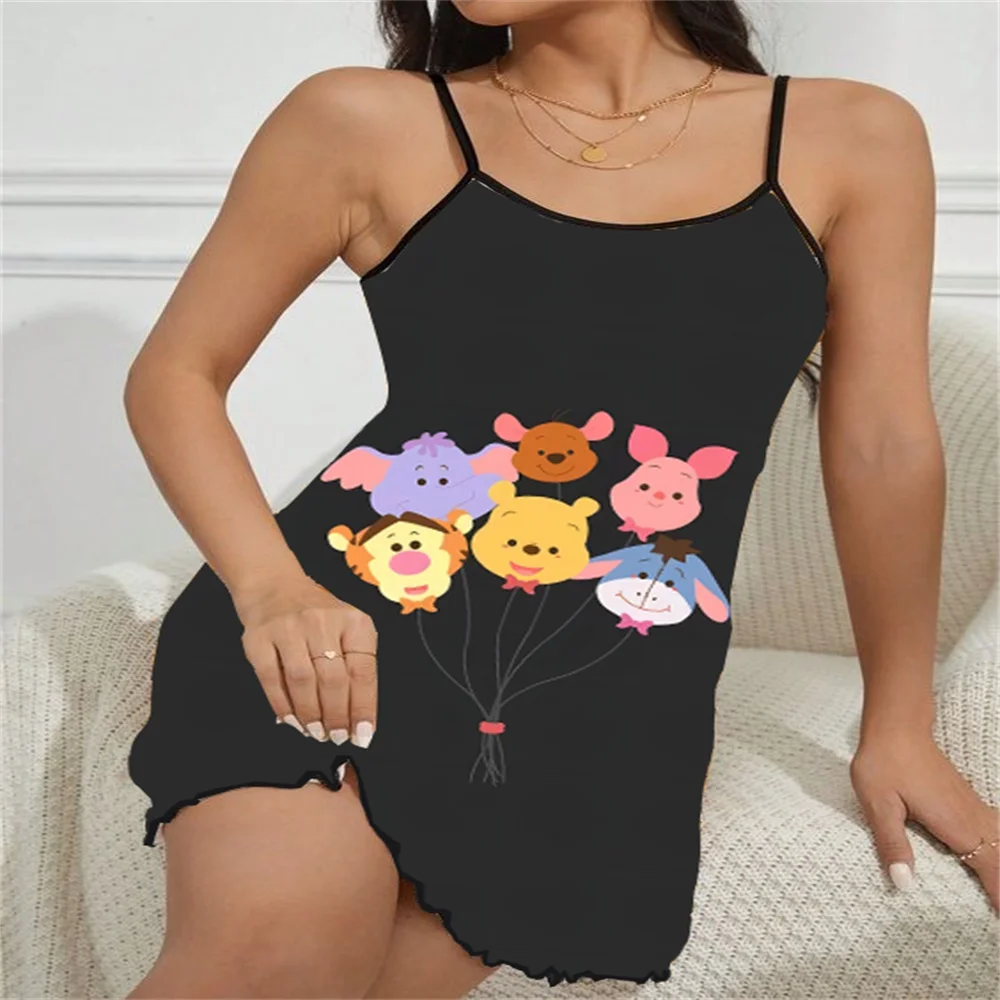 Sexy Fashion Women's Slip Sleeping Dress Comfortable Summer New Female Pajama Disney Cartoon Pattern Print Home Dress for Women