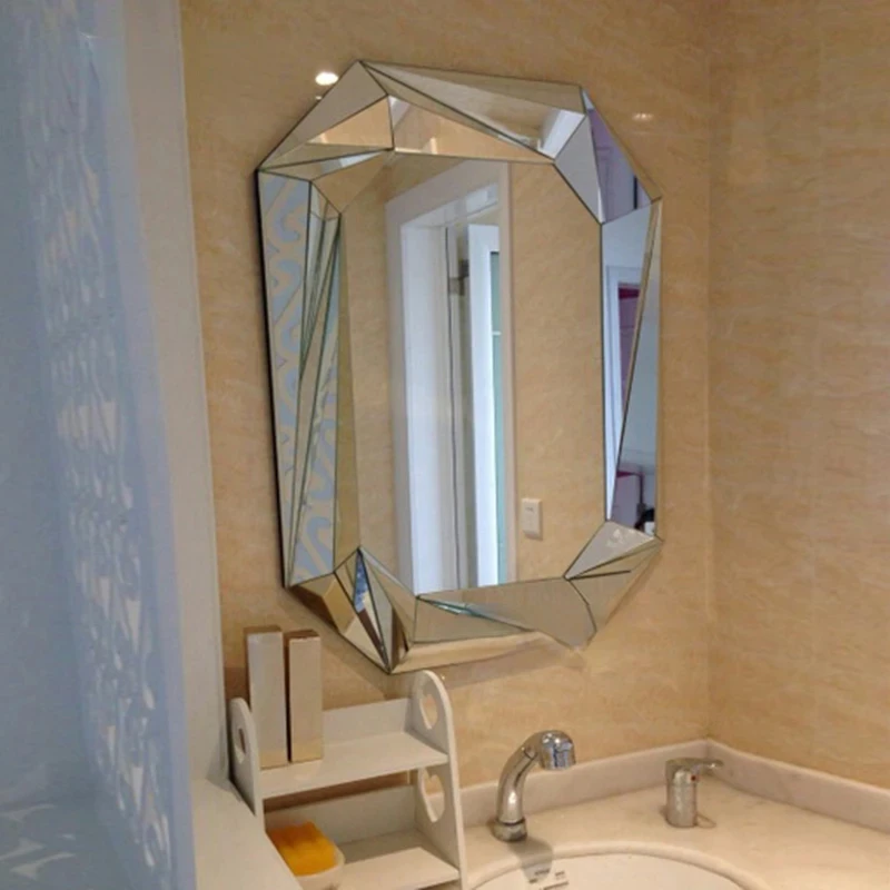 Large Decorative Mirror Modern Hanging Squares Shower Full Length Decorative Mirror Vanity Espelho Grande Decoration Home GJ66JJ