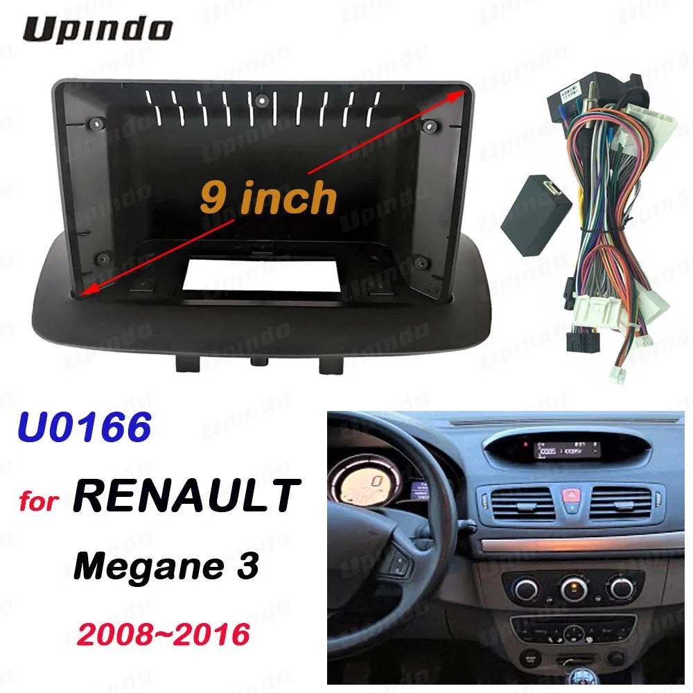 2 Din 9 Inch Car Radio Plastic Fascia Panel Frame and Cable for RENAULT Megane 3 2008-2016 Installation GPS Mp5 Dash Mount Kit