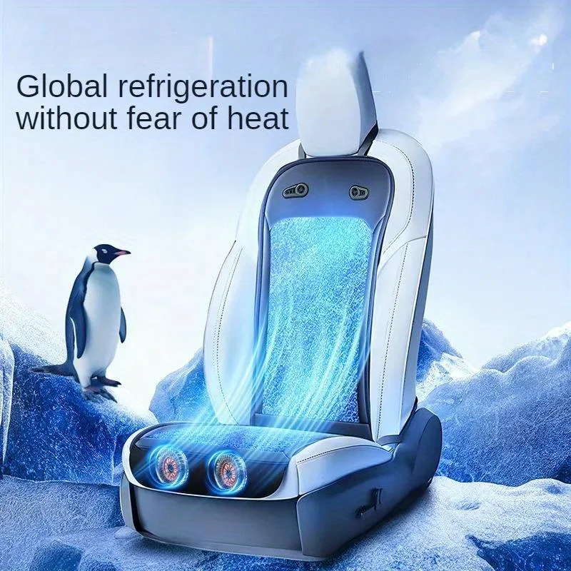 

24" Universal Car Cooling Seat Cushion with Dual Fans & 24 Vents - Summer Breathable Anti-Slip PU Leather Pad for Large &