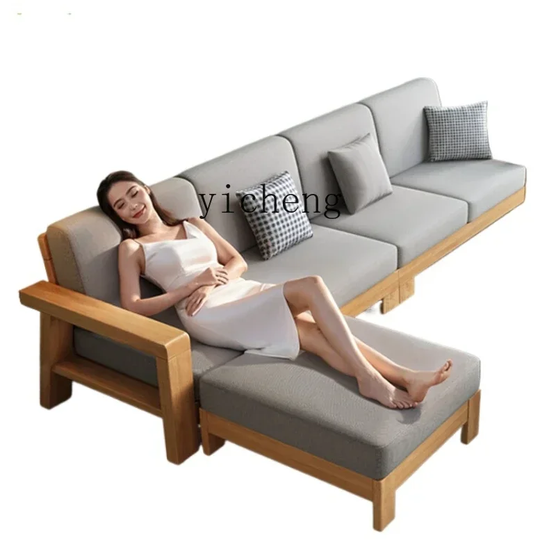 

ZC simple and modern all-solid wood sofa new Chinese-style small apartment sofa living room new combination