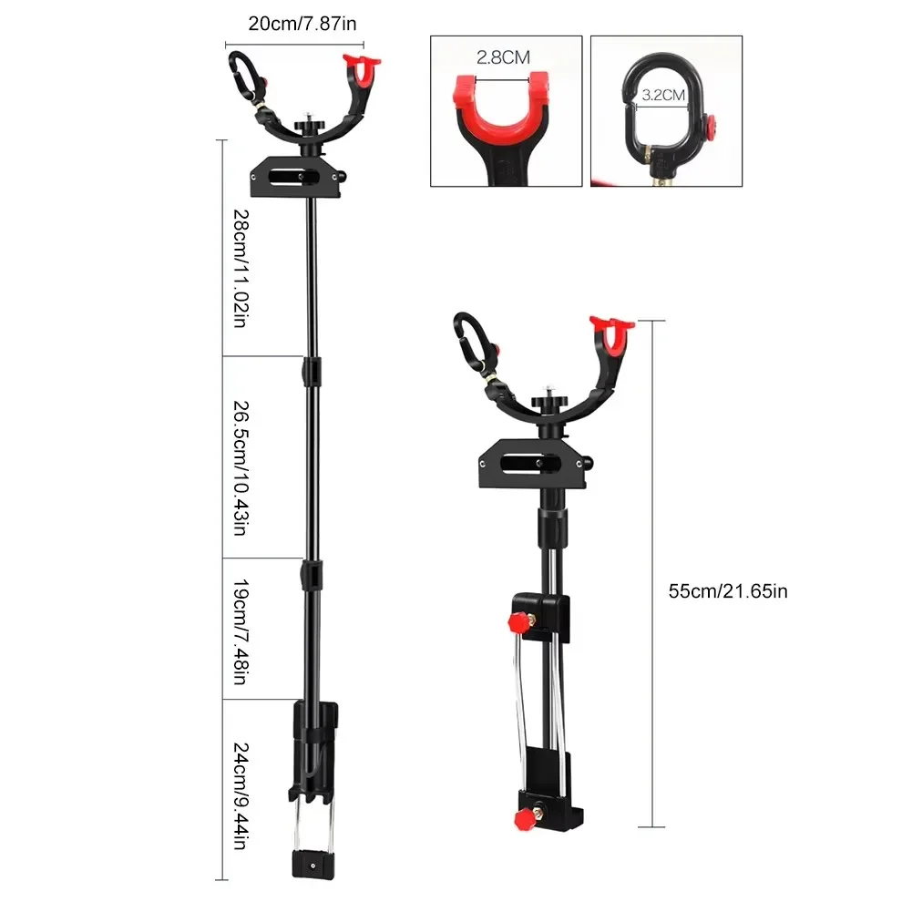 Fishing Rod Bracket Retractable and Removable Adjustable Angle Aluminium Alloy Rod Holder Fishing Box Accessories Tackle