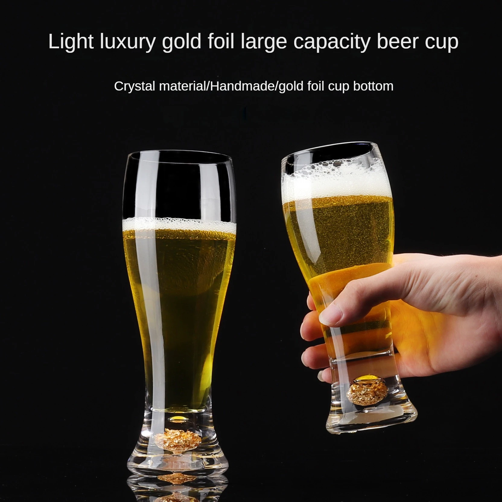 Crystal Gold Foil Beer Mug Large Capacity Handmade Cocktails Luxury Crystal Creative Cups Articles Of Bar And Homemade Brewing