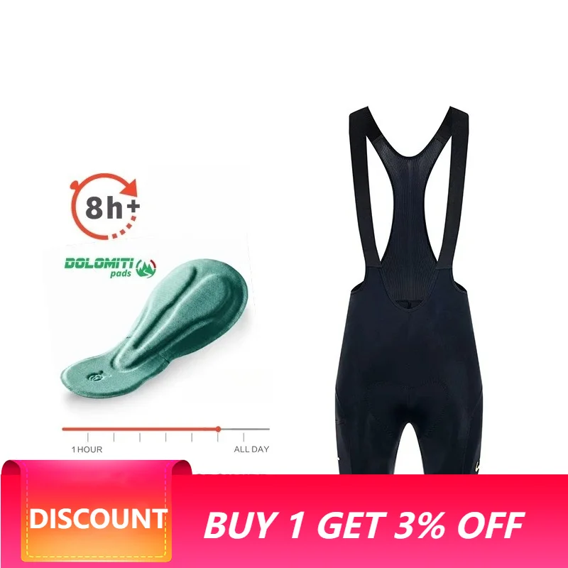 Santic Men Bib Cycling Shorts 8 Hours Long Distance Summer Breathable with Side Pockets Reflective Road Bike Shorts TM26C05209H