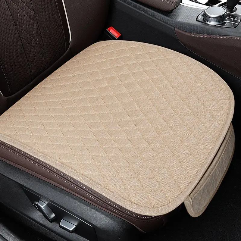 Flax Car Rear Seat Cover Breathable Front Protection Anti-slip Cushion Four Seasons Car Interior Chair Mat Accessories