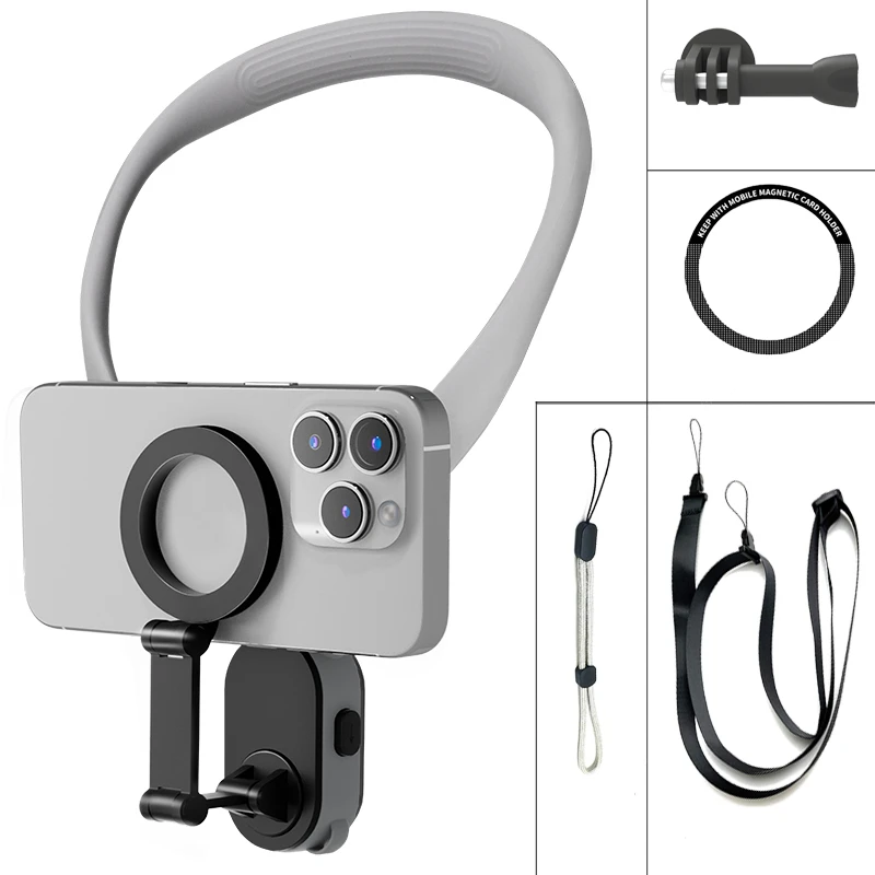 

New Magnetic Neck Hanging Neck Style Mobile Phone Holder Fishing Sports Camera First Person Perspective Fixed Chest Shooting