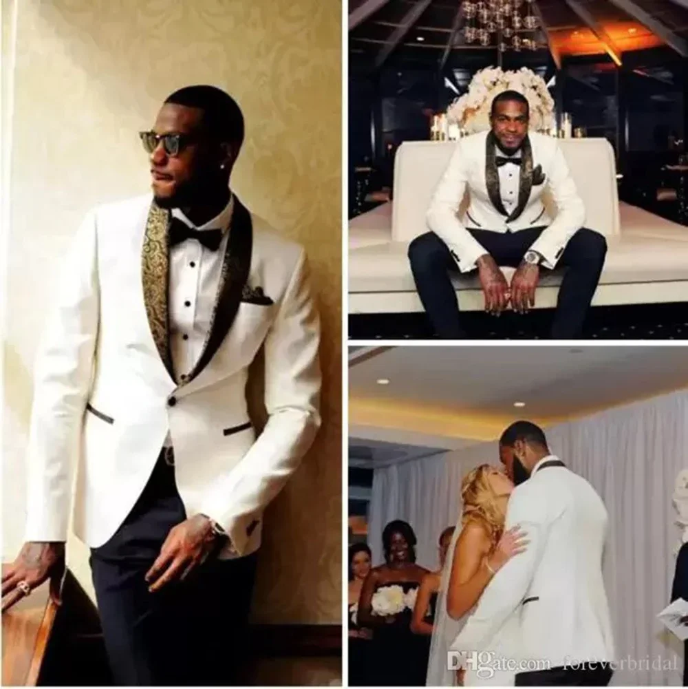 

Men Suits White Wedding Party Business Casual Slim Fit Suit For Men Shawl Lapel Groom Wear Blazer And Pants Costume Homme