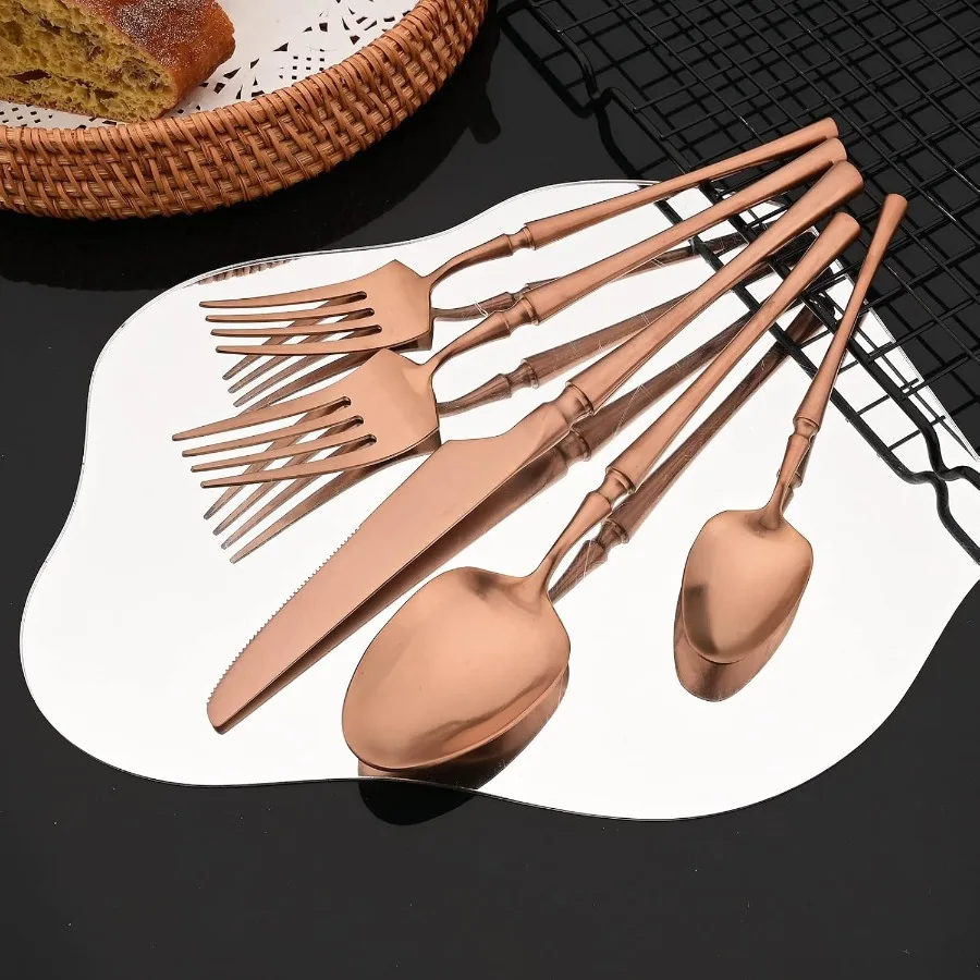 20-Piece 304 Stainless Steel Flatware Set with Satin Finish Vintage Handles, Service for 4, Dishwasher Safe, Ergonomic Matte Cutlery for Home Kitchen