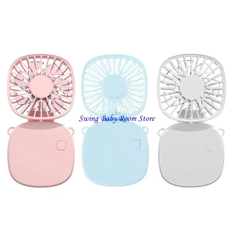 K1ad Small Handheld Fan com 3 velocidades USB recarregável fã pescoço pendurado para externo