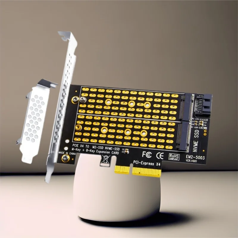 

Адаптер M.2 Dual M.2 PCIE 3.0 для NVMe / NGFF SSD NVME M Key и SATA B Key SSD к слоту PCI-E X4 X8 X16 Карта расширения PCIE NVME