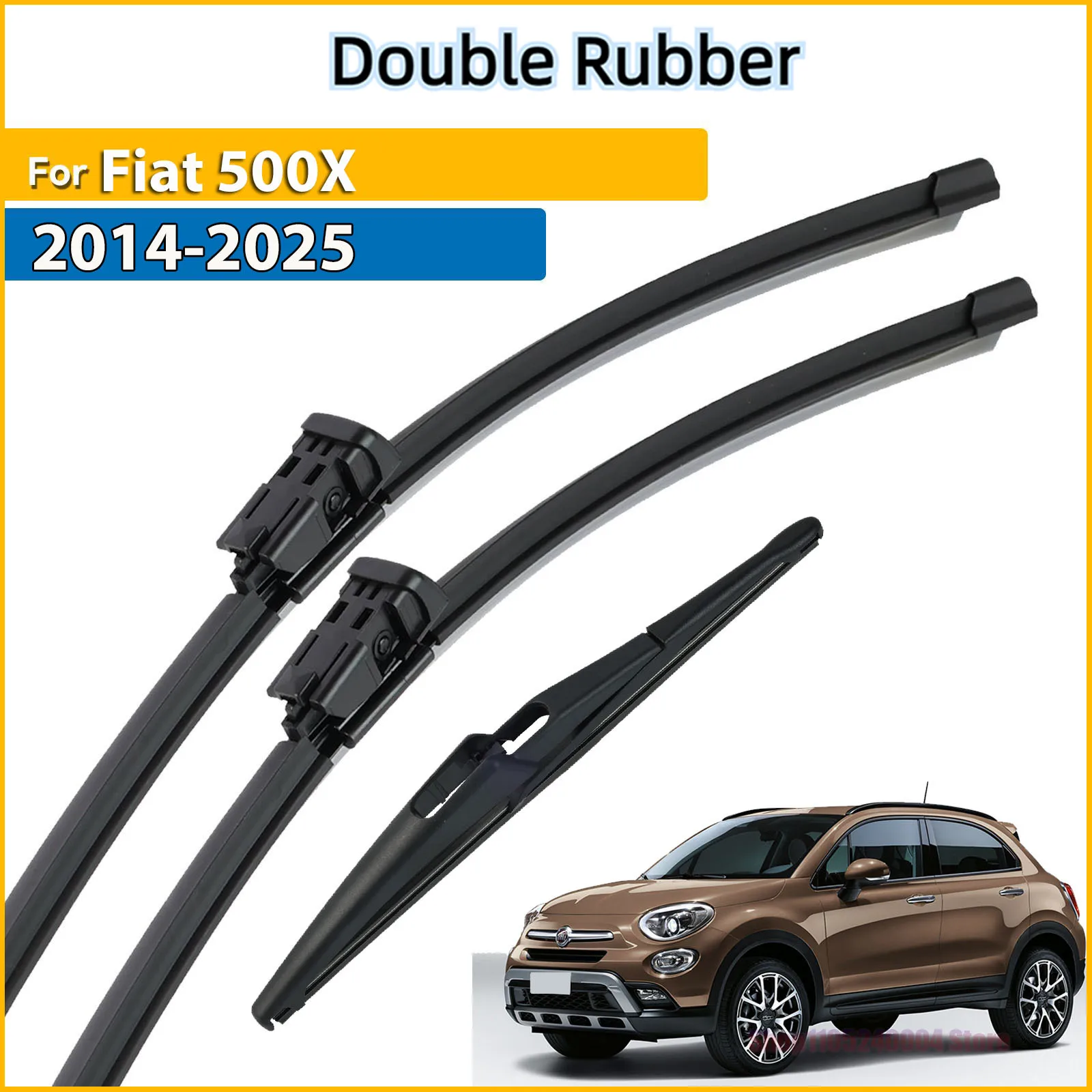 

Front & Rear Wiper Blades Set For Fiat 500X 2014 - 2025 Windshield Windscreen Window Rain Brushes 26"14"10"