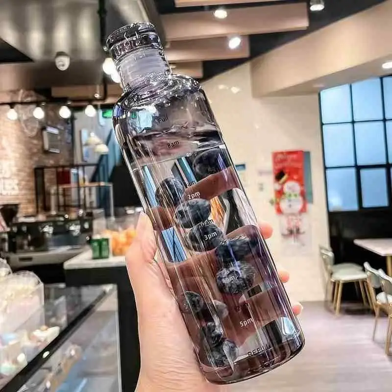 Portable Plastic Water Bottle Office Popular Straw Clip on Water Cup High Aesthetic Value Simple Design Transparent Imitation...