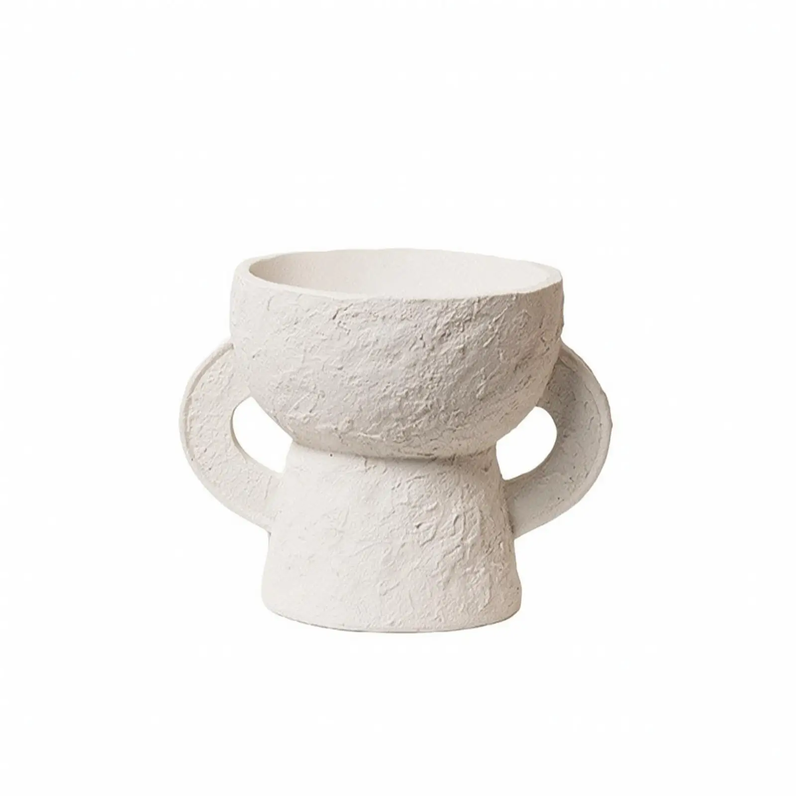 Sculptural Resin Vase with Wide Bowl and Side Grips for Boutique Retail and Executive Suite Decor