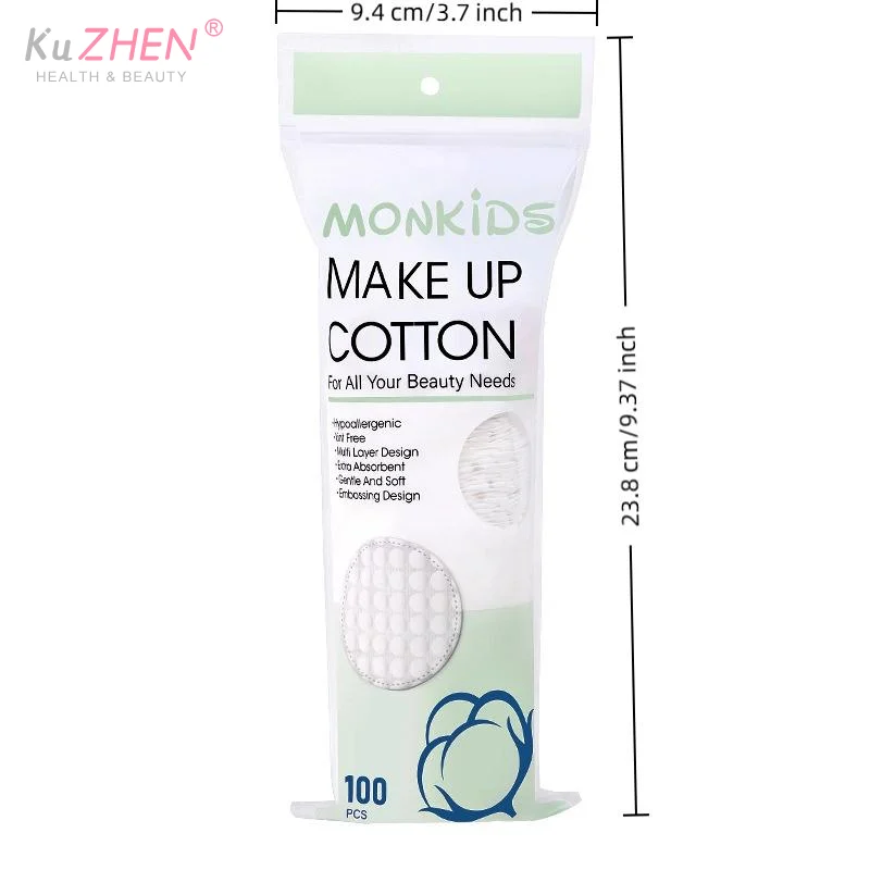 100 個のソフトで通気性のある円形メイク落としパッド両面パールテクスチャコットンパッド、毎日の顔の洗浄に使用