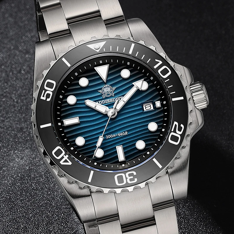 

ADDIESDIVE часы мужские песочный циферблат дайверские кварцевые часы 200 м водонепроницаемые BGW9 супер светящиеся часы из нержавеющей стали 316L подарок для мужчин