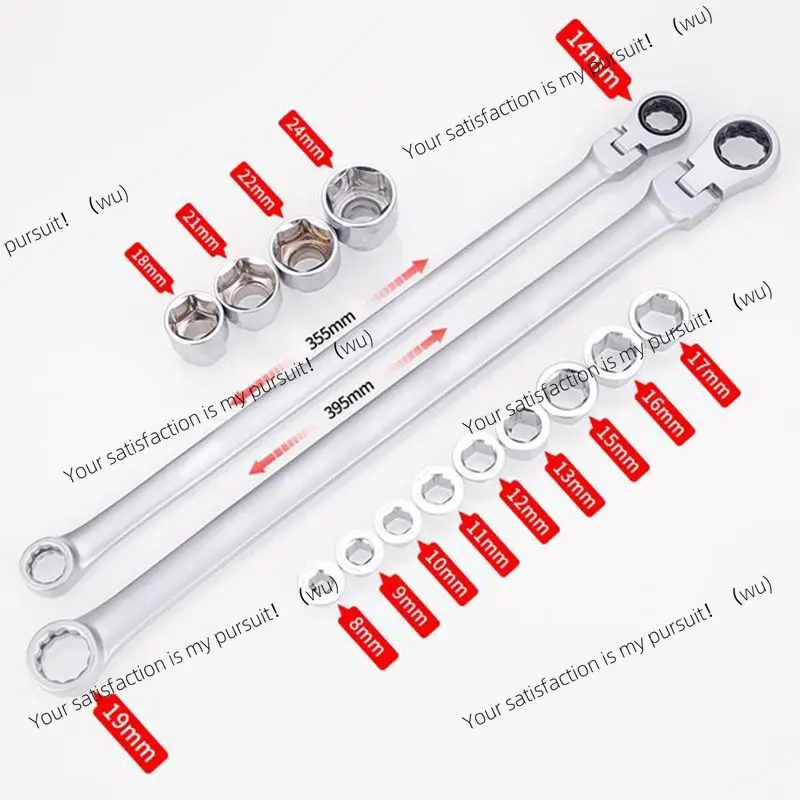 

Adjustable ratchet wrench kit, labor saving chrome vanadium steel torque wrench kit, auto repair hand tools, 15 pieces.