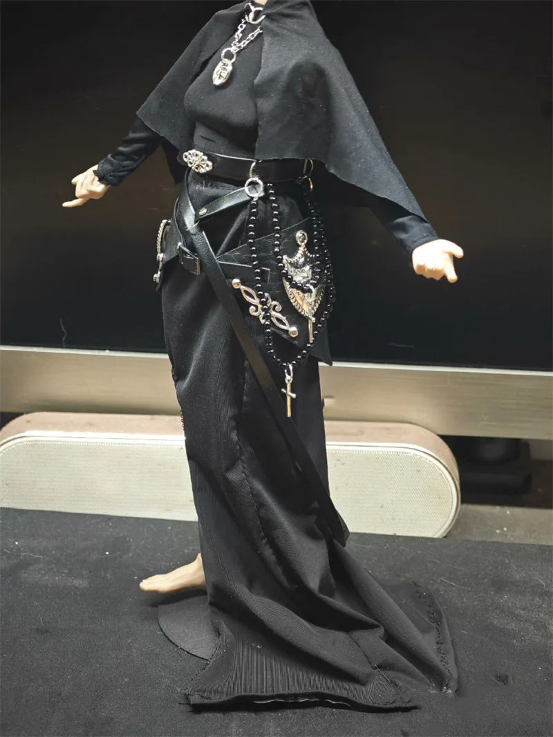In Stock 1/6 Scale Female Fashion Trends Handsome Cool Dark Style Black Shawl Dress Fit 12inch Action Figure Model Toys